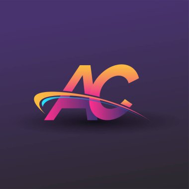 İlk harf AC logotype şirket adı mavi, sarı ve morumsu. iş ve şirket kimliği için vektör logosu.