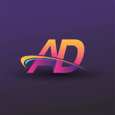 İlk harf AD logotype şirketinin adı mavi, sarı ve morumsu. iş ve şirket kimliği için vektör logosu.
