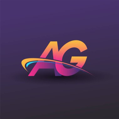 İlk harf AG logotype şirketi adı mavi, sarı ve morumsu. iş ve şirket kimliği için vektör logosu.