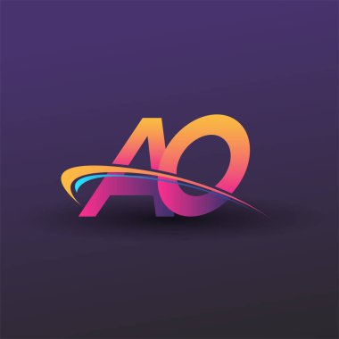 İlk harf AO logotype şirket adı mavi, sarı ve morumsu. iş ve şirket kimliği için vektör logosu.