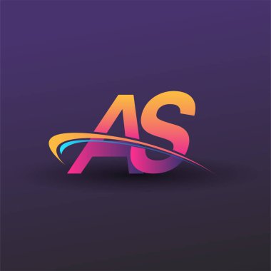 İlk harf AS logotype şirketi adı mavi, sarı ve morumsu. iş ve şirket kimliği için vektör logosu.