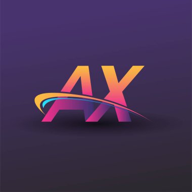 İlk harf AX logotype şirket adı mavi, sarı ve morumsu. iş ve şirket kimliği için vektör logosu.