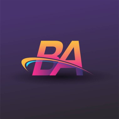 İlk harf BA logotype şirket adı mavi, sarı ve morumsu çizim. iş ve şirket kimliği için vektör logosu.