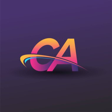 İlk harf CA logotype şirketi adı mavi, sarı ve morumsu. iş ve şirket kimliği için vektör logosu.