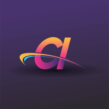 İlk harf CI logotype şirket adı mavi, sarı ve morumsu. iş ve şirket kimliği için vektör logosu.