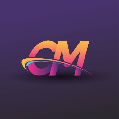 İlk harf CM logotype şirket adı mavi, sarı ve morumsu. iş ve şirket kimliği için vektör logosu.