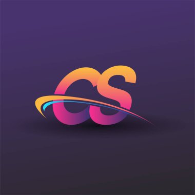İlk harf CS logotype şirket adı mavi, sarı ve morumsu. iş ve şirket kimliği için vektör logosu.