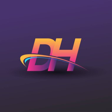 İlk harf DH logotype şirket adı mavi, sarı ve morumsu. iş ve şirket kimliği için vektör logosu.