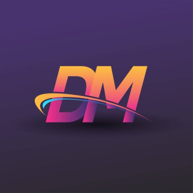 İlk harf DM logotype şirket adı mavi, sarı ve morumsu. iş ve şirket kimliği için vektör logosu.