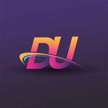 İlk harf DU logotype şirket adı mavi, sarı ve morumsu. iş ve şirket kimliği için vektör logosu.