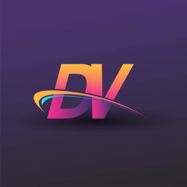 İlk harf DV logotype şirket adı mavi, sarı ve morumsu. iş ve şirket kimliği için vektör logosu.
