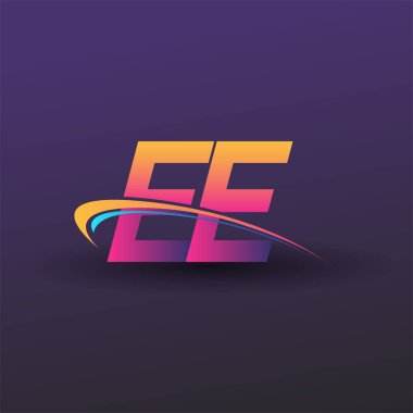 İlk harf EE logotype şirket adı mavi, sarı ve morumsu. iş ve şirket kimliği için vektör logosu.