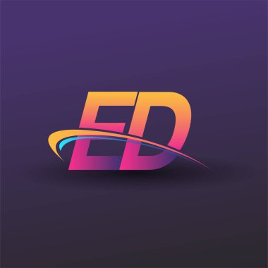 İlk harf ED logotype şirket adı mavi, sarı ve morumsu çizim. iş ve şirket kimliği için vektör logosu.