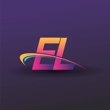 İlk harf EL logotype şirket adı mavi, sarı ve morumsu. iş ve şirket kimliği için vektör logosu.