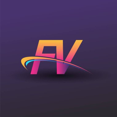 İlk harf FV logotype şirketi adı mavi, sarı ve morumsu çizim. iş ve şirket kimliği için vektör logosu.