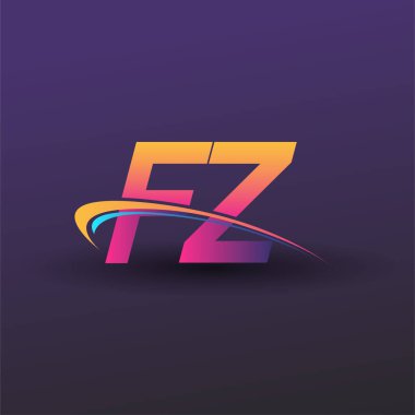İlk harf FZ logotype şirketi adı mavi, sarı ve morumsu çizim. iş ve şirket kimliği için vektör logosu.