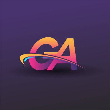 İlk harf GA logotype şirketi adı mavi, sarı ve morumsu. iş ve şirket kimliği için vektör logosu.
