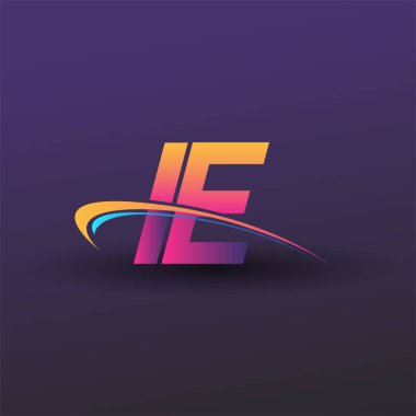 İlk harf IE logotype şirket adı mavi, sarı ve morumsu. iş ve şirket kimliği için vektör logosu.