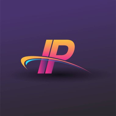 İlk harf IP logotype şirketi adı mavi, sarı ve morumsu. iş ve şirket kimliği için vektör logosu.