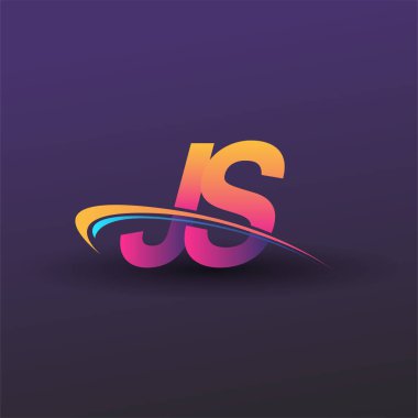 İlk harf JS logotype şirket adı mavi, sarı ve morumsu. iş ve şirket kimliği için vektör logosu.