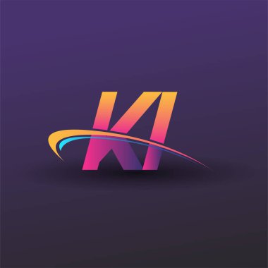 İlk harf KI logotype şirket adı mavi, sarı ve morumsu. iş ve şirket kimliği için vektör logosu.