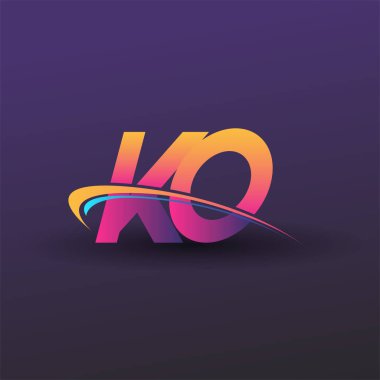 İlk harf KO logotype şirket adı mavi, sarı ve morumsu. iş ve şirket kimliği için vektör logosu.