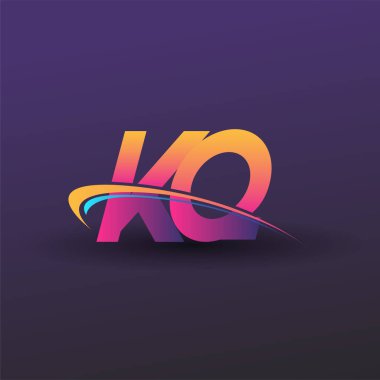 İlk harf KQ logotype şirketi adı mavi, sarı ve morumsu. iş ve şirket kimliği için vektör logosu.