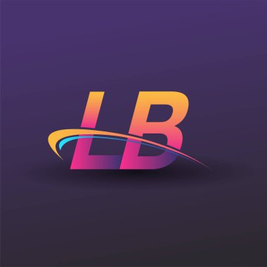 İlk harf LB logotype şirket adı mavi, sarı ve morumsu çizim. iş ve şirket kimliği için vektör logosu.
