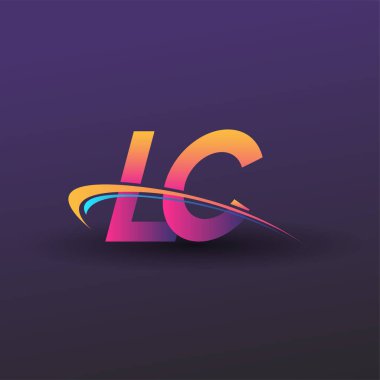 İlk harf LC logotype şirket adı mavi, sarı ve morumsu. iş ve şirket kimliği için vektör logosu.