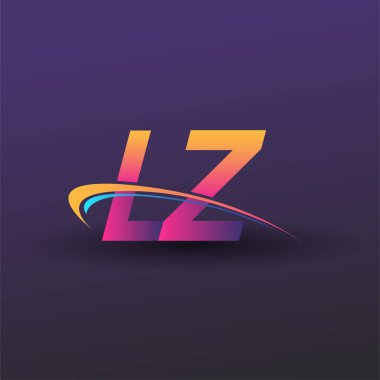 İlk harf LZ logotype şirket adı mavi, sarı ve morumsu çizim. iş ve şirket kimliği için vektör logosu.