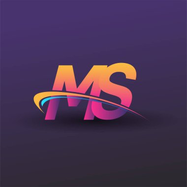 İlk harf MS logotype şirket adı mavi, sarı ve morumsu. iş ve şirket kimliği için vektör logosu.