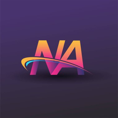İlk harf NA logotype şirketi adı mavi, sarı ve morumsu. iş ve şirket kimliği için vektör logosu.