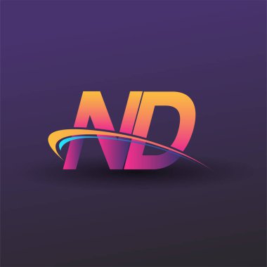 İlk harf ND logotype şirket adı mavi, sarı ve morumsu. iş ve şirket kimliği için vektör logosu.