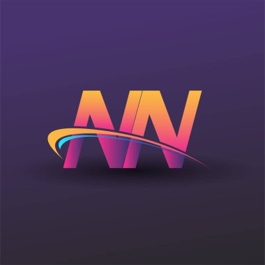 İlk harf NN logotype şirket adı mavi, sarı ve morumsu. iş ve şirket kimliği için vektör logosu.