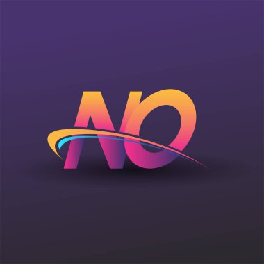 İlk harf No logotype şirketi ismi mavi, sarı ve morumsu. iş ve şirket kimliği için vektör logosu.