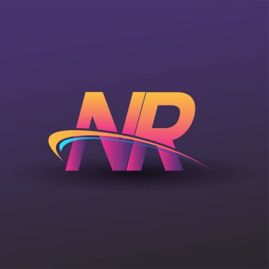 İlk harf NR logotype şirket adı mavi, sarı ve morumsu. iş ve şirket kimliği için vektör logosu.