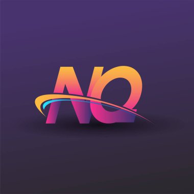 İlk harf NQ logotype şirket adı mavi, sarı ve morumsu. iş ve şirket kimliği için vektör logosu.