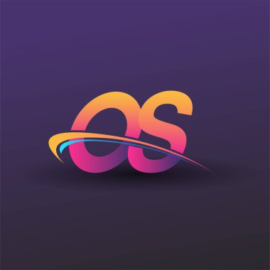 İlk harf OS logotype şirketi adı mavi, sarı ve morumsu. iş ve şirket kimliği için vektör logosu.