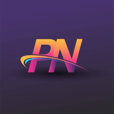 İlk harf PN logotype şirketi adı mavi, sarı ve morumsu çizim. iş ve şirket kimliği için vektör logosu.