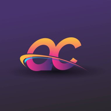 İlk harf QC logotype şirket adı mavi, sarı ve morumsu. iş ve şirket kimliği için vektör logosu.