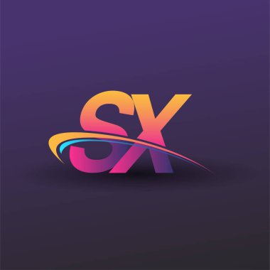 İlk harf SX logotype şirket adı mavi, sarı ve morumsu. iş ve şirket kimliği için vektör logosu.