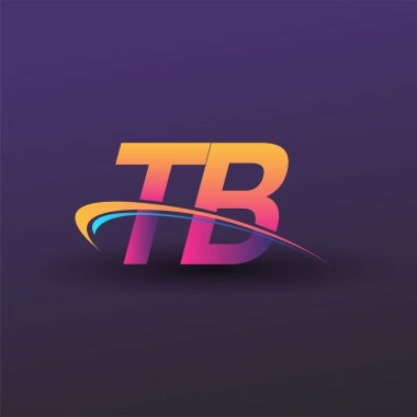 İlk harf TB logotype şirketi adı mavi, sarı ve morumsu çizim. iş ve şirket kimliği için vektör logosu.