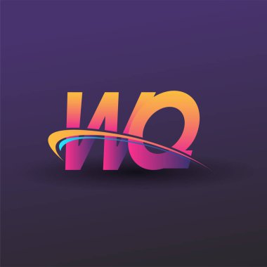 İlk harf WQ logotype şirket adı mavi, sarı ve morumsu çizim. iş ve şirket kimliği için vektör logosu.