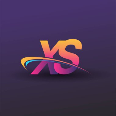 İlk harf XS logotype şirket adı mavi, sarı ve morumsu. iş ve şirket kimliği için vektör logosu.