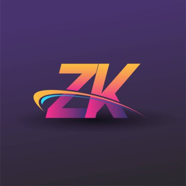 İlk harf ZK logotype şirket adı mavi, sarı ve morumsu. iş ve şirket kimliği için vektör logosu.