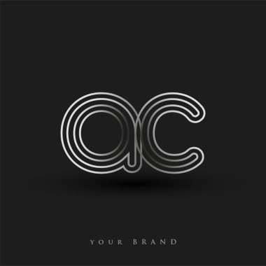Başlangıçta AC renkli siyah beyaz çizgili kompozisyon ve küçük harf, Vector logo şablon elemanları iş veya şirket kimliğiniz için.