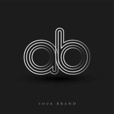 İlk logo AB renkli siyah beyaz çizgili kompozisyon ve küçük harf, şirket veya şirket kimliğiniz için vektör logosu şablon unsurları.