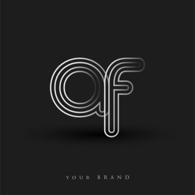 Başlangıçta AF logosu çizgili kompozisyon ve küçük harf, Vector logo şablonu elemanları şirketiniz veya şirket kimliğiniz için siyah beyaz renkteydi.