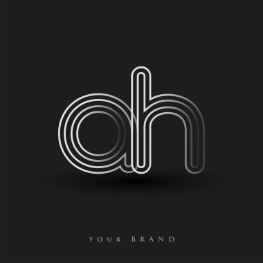 İlk logo AH çizgili kompozisyon ve küçük harf, Vector logo şablon unsurları şirketiniz veya şirket kimliğiniz için siyah beyaz.