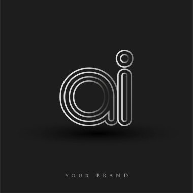 İlk logo siyah-beyaz çizgili kompozisyon ve küçük harf, Vector logo şablon elemanları iş veya şirket kimliğiniz için.